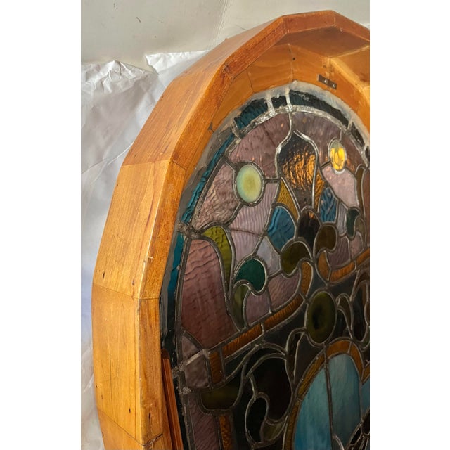 Victorian 19th Century Victorian Stained Glass Dome Top Window Panel For Sale - Image 3 of 12