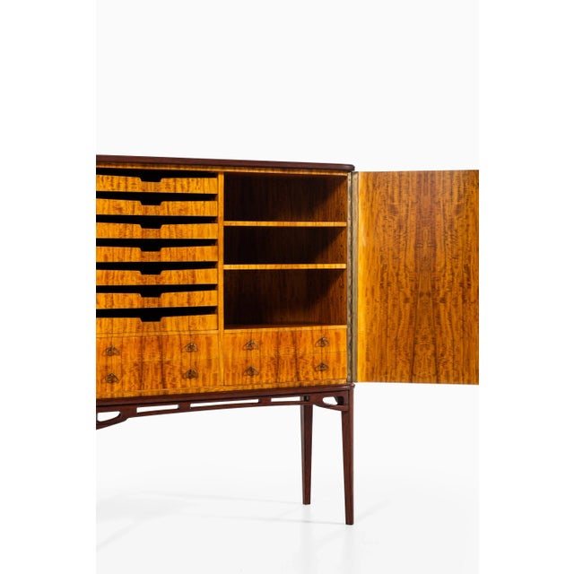 Wood Scandinavian Modern Brass & Rosewood Cabinet, 1940s For Sale - Image 7 of 15