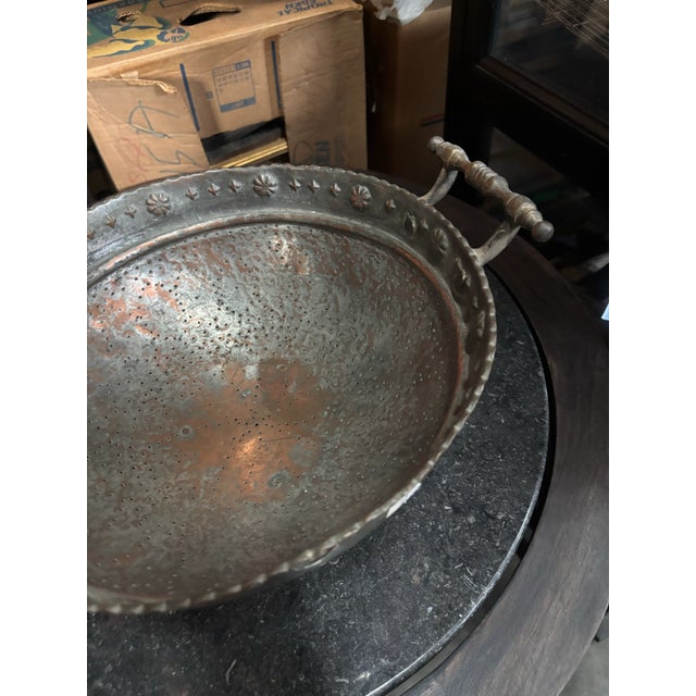 Mid 20th Century Wide Copper Colander Bowl For Sale In Atlanta - Image 6 of 12