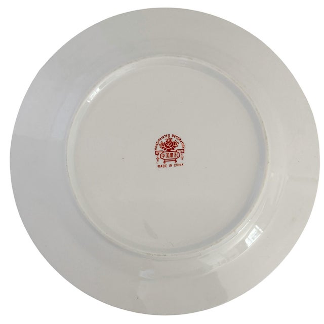Mid 20th Century Mid 20th Century Famille Rose Canton Porcelain Plate With Lotus Medallions & Butterflies For Sale - Image 5 of 5