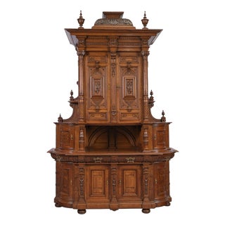 Oak Buffet Cabinet, Belgium or Netherlands, 1870-1880s For Sale