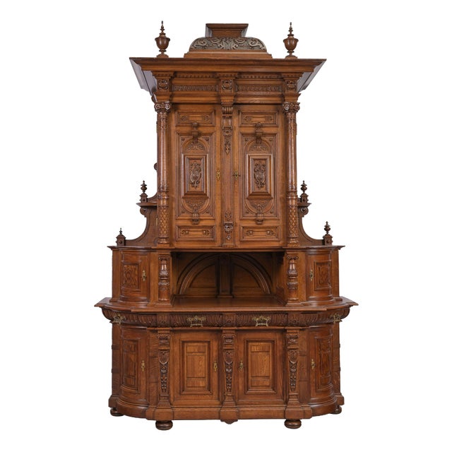 Oak Buffet Cabinet, Belgium or Netherlands, 1870-1880s For Sale
