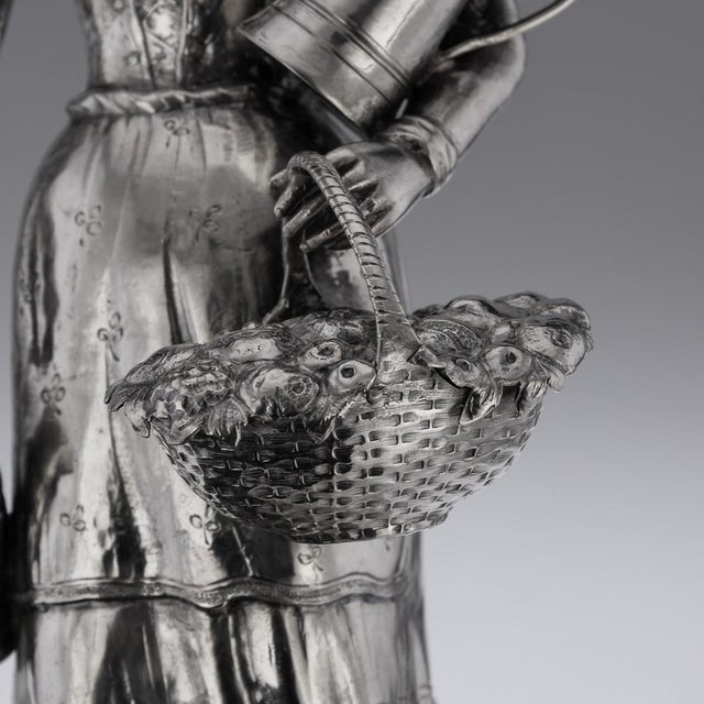 19th Century German Silver Figure of a Fruit Seller, 1880 For Sale - Image 13 of 18
