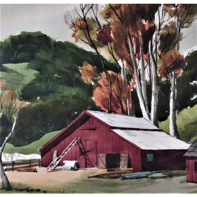 Impressionist Frederick Cole, The Old Red Barn, Circa 1965 For Sale - Image 3 of 8