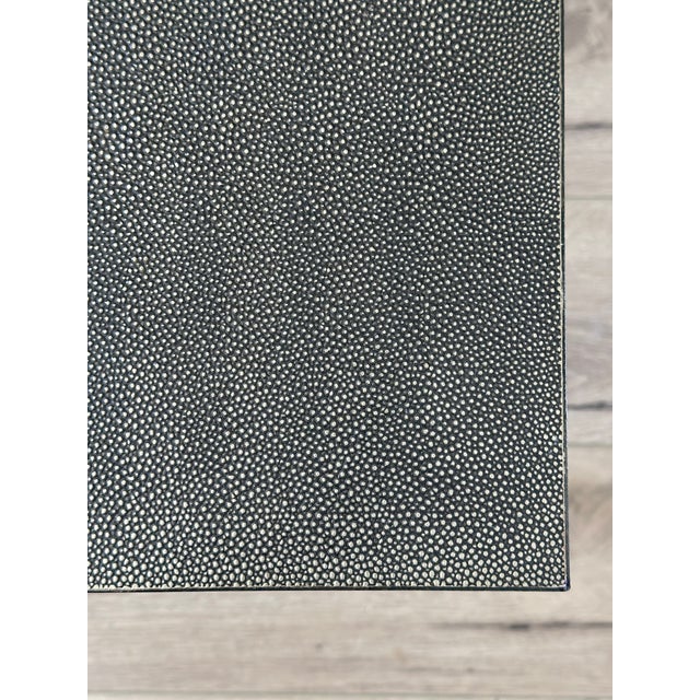 Restoration Hardware Faux Shagreen Cube Side Table With Polished Nickel Base For Sale In San Diego - Image 6 of 11