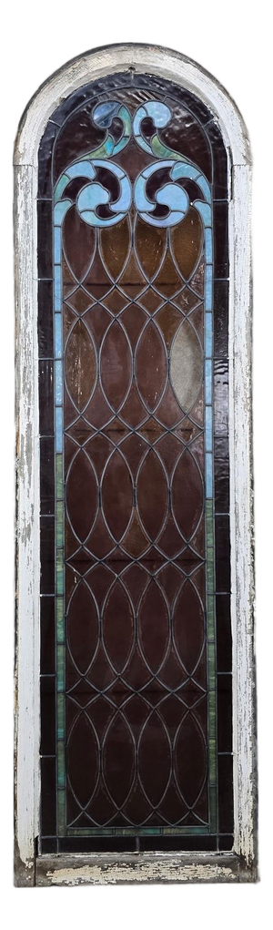 Antique Gothic Arched Stained Glass Church Window