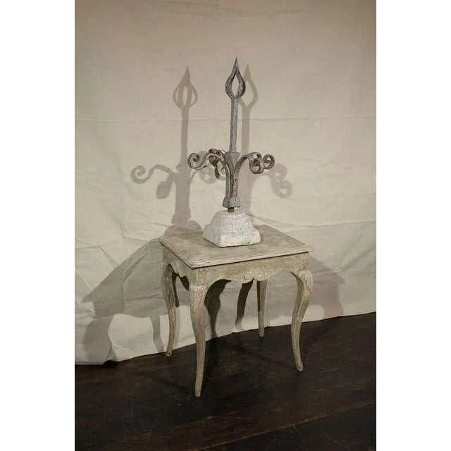 French 19th Century Large Size Forged Iron Finial in Granite Base For Sale - Image 10 of 11
