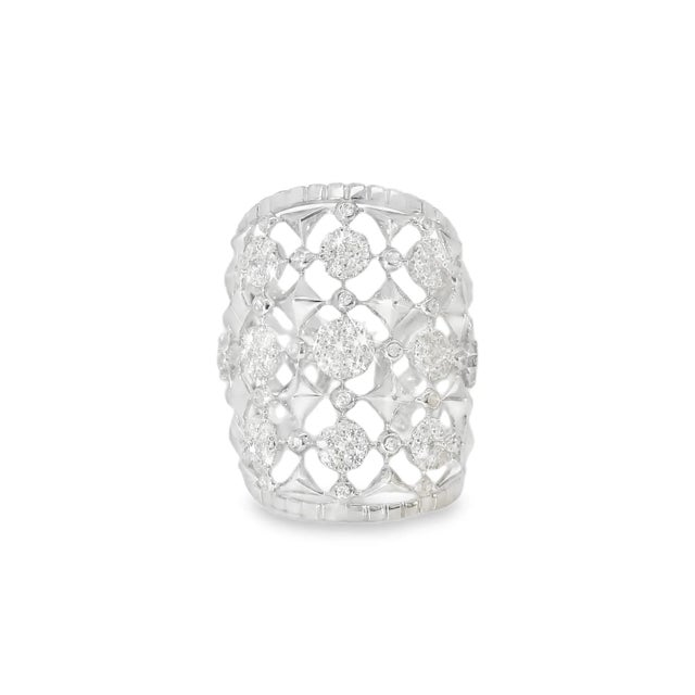 Stunning Estate 14K White Gold Diamond Wrap Around Band Ring. Metal: 14K White Gold Gemstones: Numerous Brilliant Round...