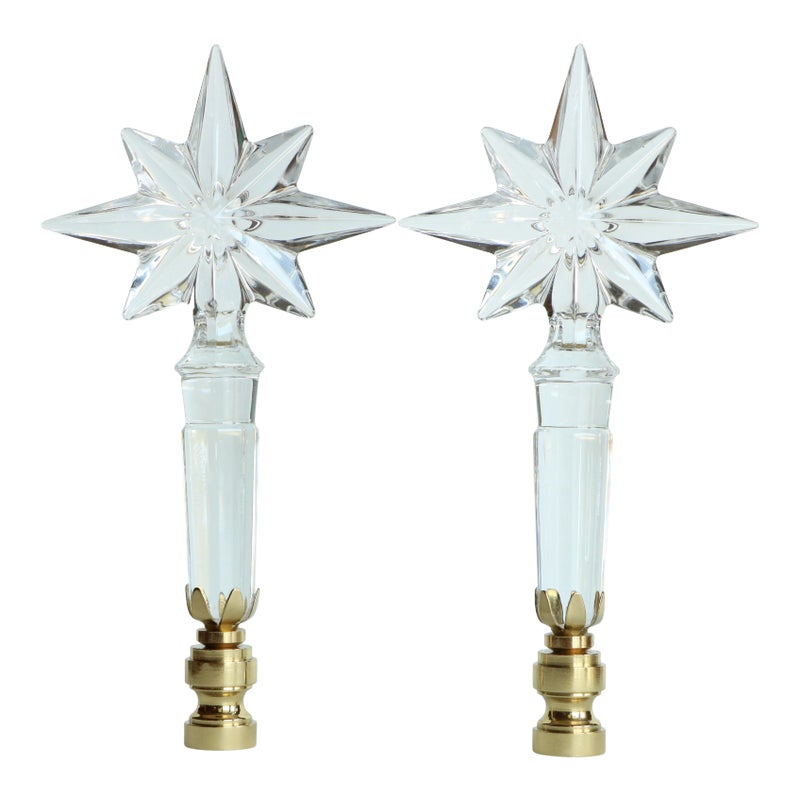 Waterford Crystal Starburst Lamp Finials - A Pair