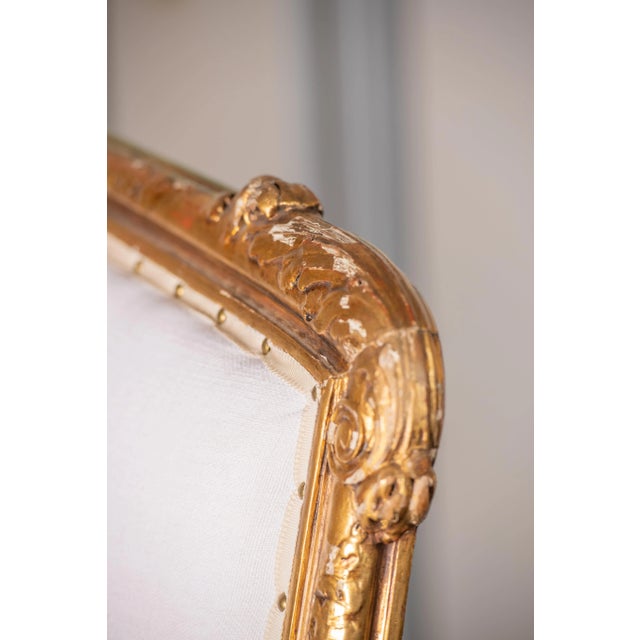 18th Century Louis XVI Giltwood Settee For Sale - Image 4 of 12