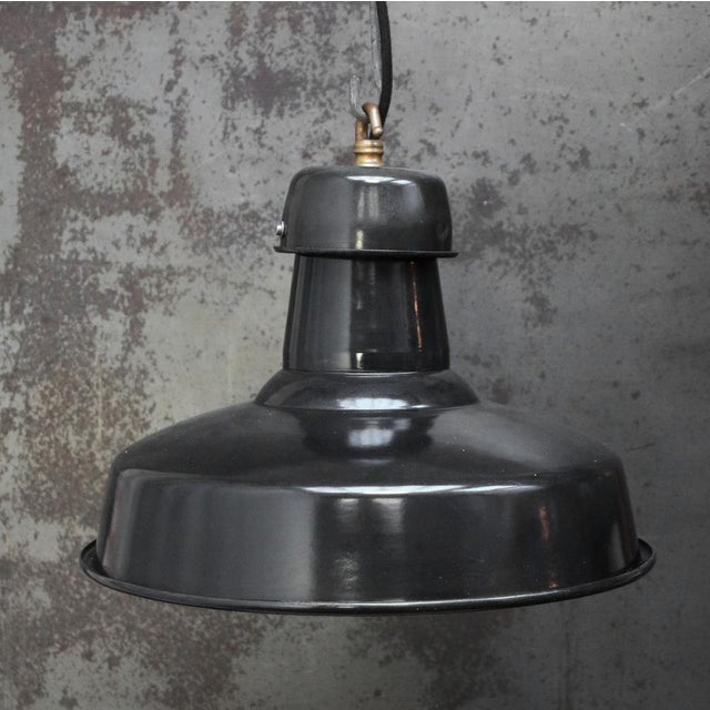 French black industrial pendant lamp by gal, france used in warehouses and factories in france and belgium. e26 / e27 i...
