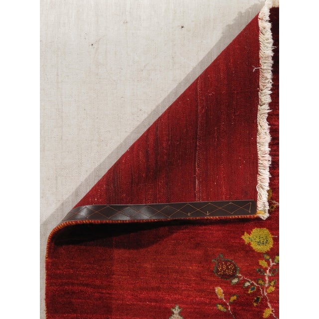 1980s Hand-Knotted Persian Gabbeh Rug With Tree of Life Motif 5'0" X 7'3" For Sale In Washington DC - Image 6 of 6