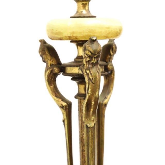Metal Antique 1920's Bronze & Marble Art Deco Table Lamp For Sale - Image 7 of 11