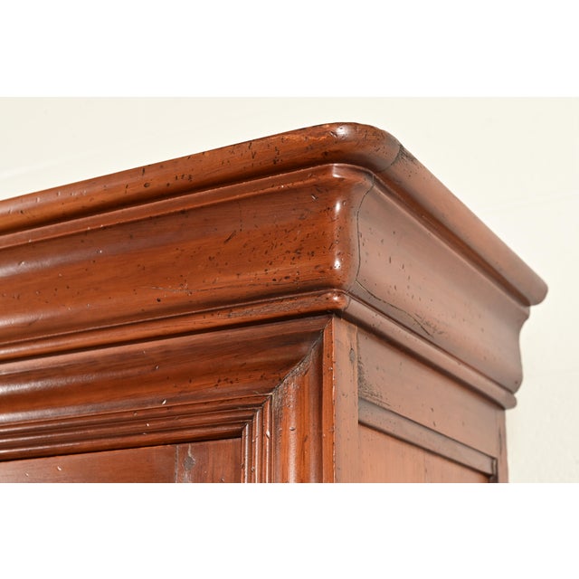 Grange French Louis Philippe Carved Cherry Wood Breakfront Bookcase Cabinet, Circa 1960s For Sale - Image 10 of 17