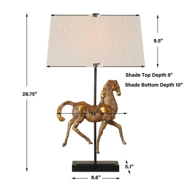 This captivating table lamp is designed as a striking sculpture. Crafted in an aged brown finish with subtle gold accents...