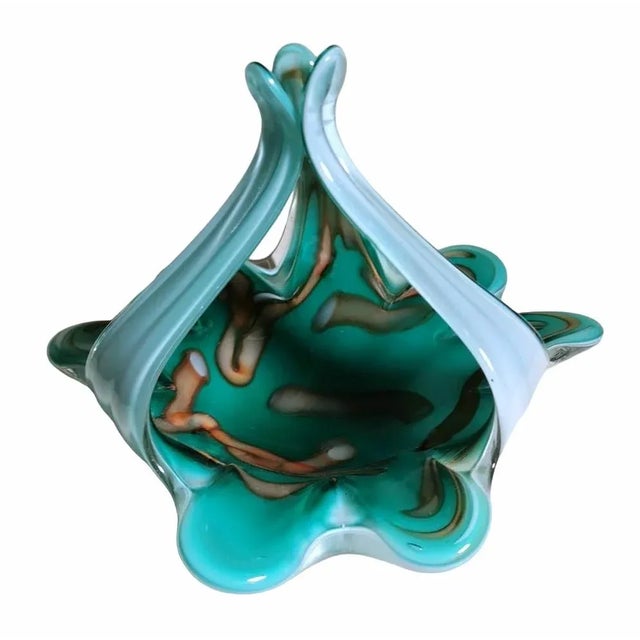 Italian Colored Opaline Murano Glass Basket, 1965 For Sale - Image 13 of 13