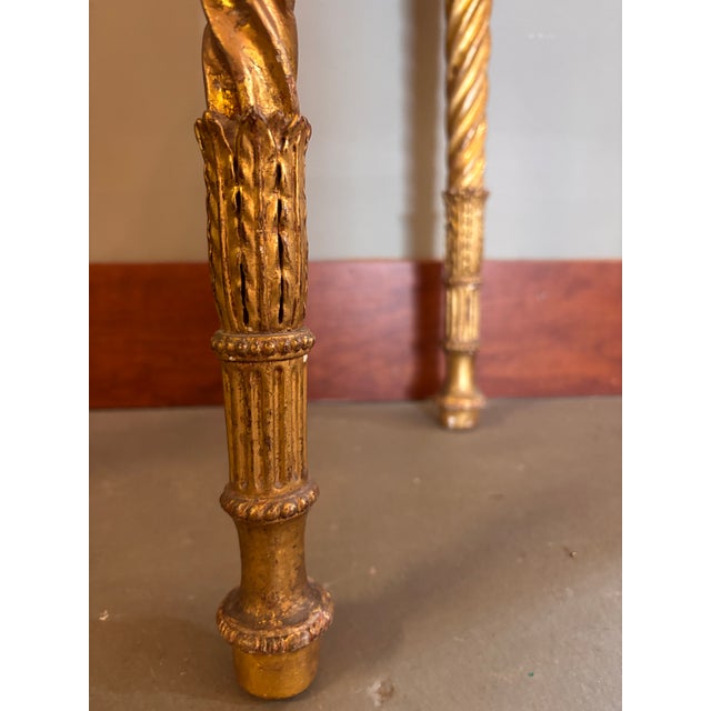 Gold Antique Giltwood Demi-Lune Console Table With Satinwood Inlay For Sale - Image 8 of 16