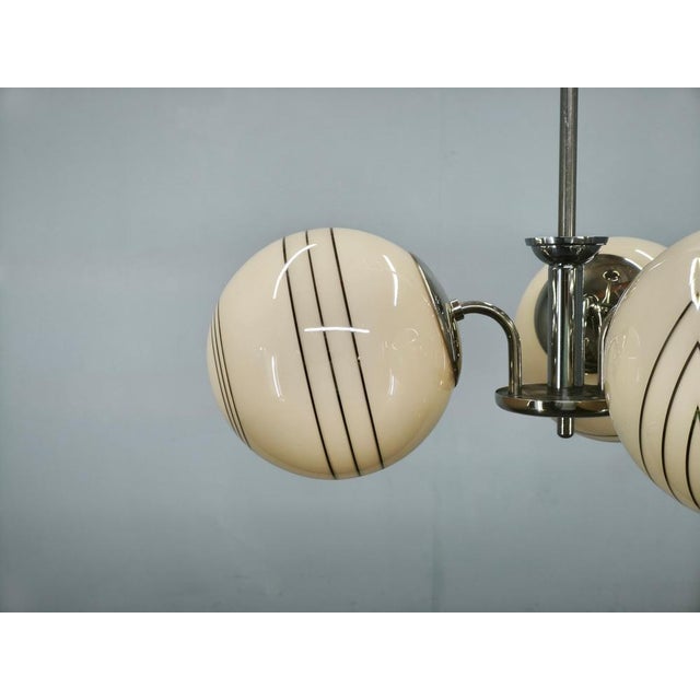 Art Deco Chrome and Cream Glass Chandelier, 1930s For Sale - Image 10 of 14