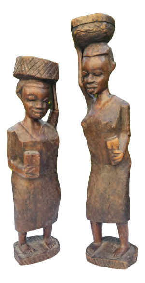 African Carved Wooden Figure, 1970s, Set of 2