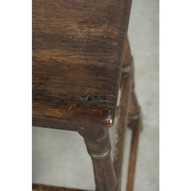 Wood Antique English Oak Stool, 1700s For Sale - Image 7 of 11