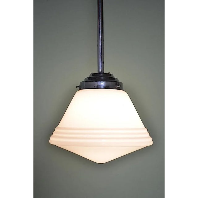 Art Deco Ceiling Lamp in Opaline Glass, 1920s For Sale - Image 4 of 6