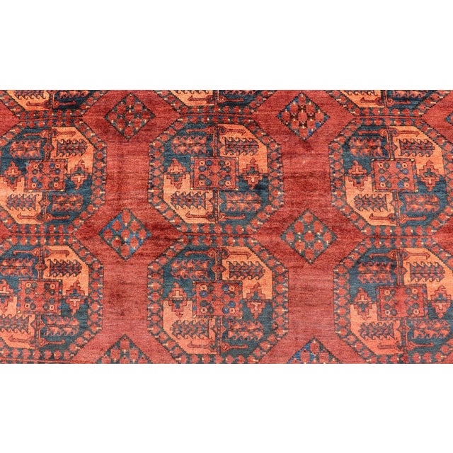 Early 20th Century Turkomen Ersari Rug in Wool With Repeating Sub-Geometric Gul Design For Sale In Atlanta - Image 6 of 13
