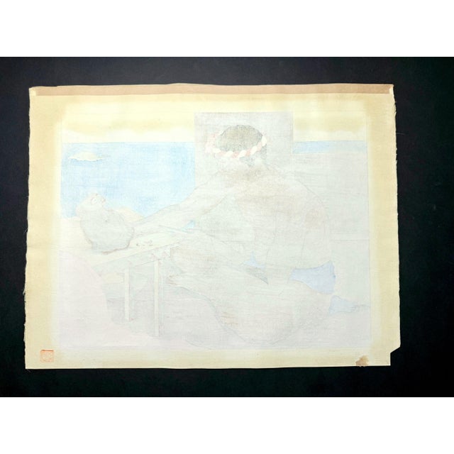 Japanese Woodblock Print Le Sculpteur de Tokobuei Mers du Sud by Paul Jacoulet For Sale - Image 15 of 16