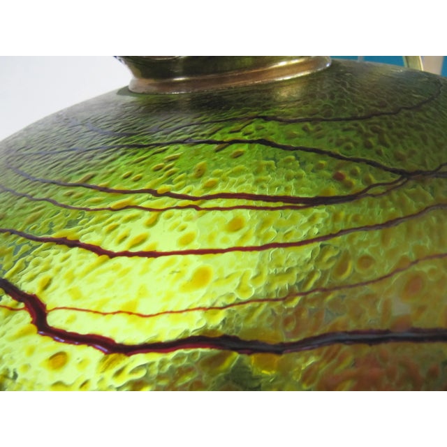 Antique Austrian Art Nouveau Lamp with Glass Shade For Sale - Image 6 of 9