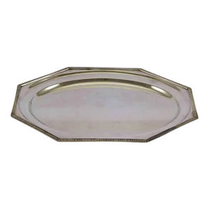 1970’s Vintage/New Silver Octagonal Oval Platter With Gadroon Applied Border