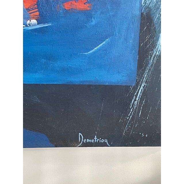 Wood Vintage Large Signed "Engulfed Ocean Sunset" Abstract Painting For Sale - Image 7 of 8