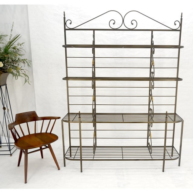 Black Vintage Steel & Brass Baker's Rack MINT For Sale - Image 8 of 17