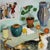 1910 Vintage Cat Still Life Art Print by August Macke, Feline Painting Wall Art - 12" X 12" For Sale