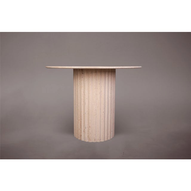 Not Yet Made - Made To Order Daisy Travertine Round Dining Table 40" For Sale - Image 5 of 5
