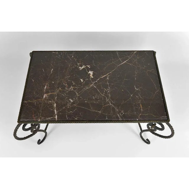 Patinated Wrought Iron and Black Marble Coffee Table, 1940s For Sale - Image 10 of 18