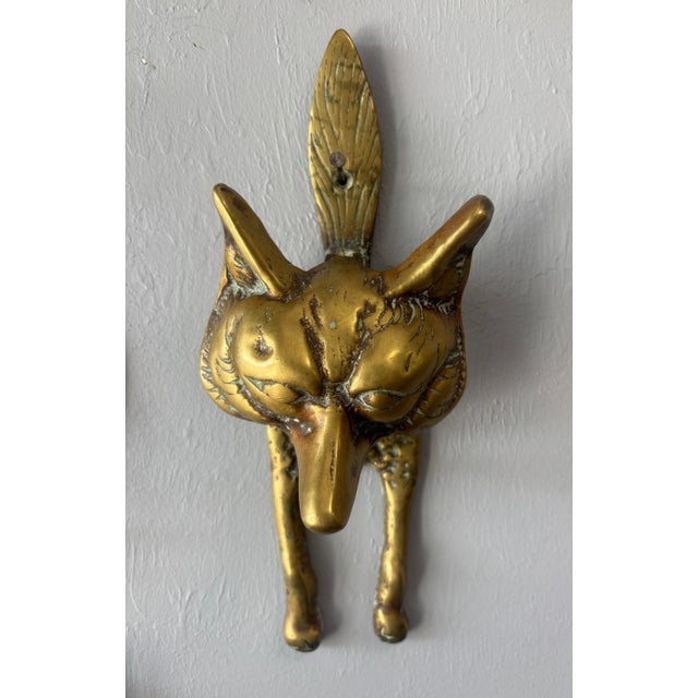 English Vintage English Brass Fox Door Knocker For Sale - Image 3 of 6