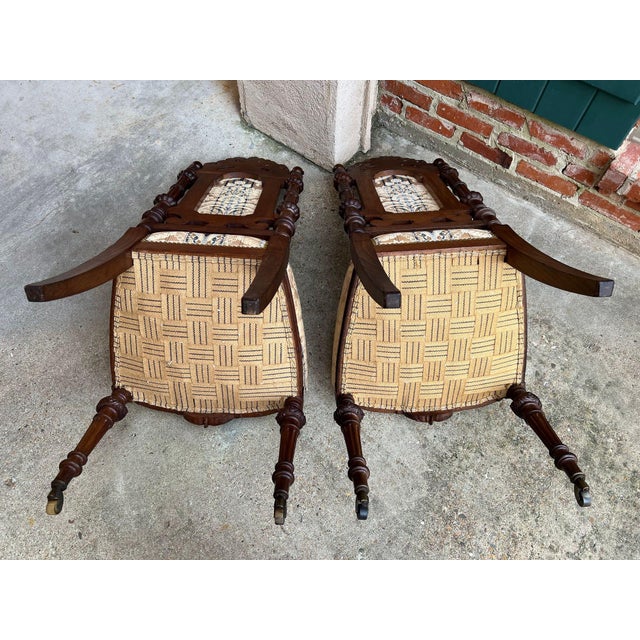Pair Antique French Dining Chairs Renaissance Carved Oak Black Forest C1880 For Sale - Image 12 of 18
