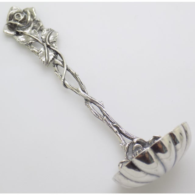 1970s Vintage Italian Silver Mini Ladle, Rose Handle, Cocktail Garnish Serving (800 Silver) For Sale - Image 5 of 13