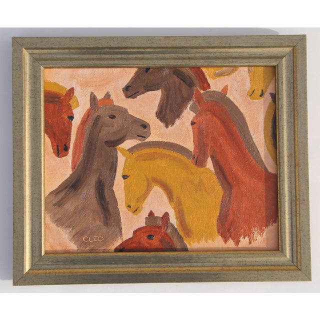 Dove Gray Horse Portrait Minimalism Art Deco Americana Abstract Blue Gray Original Oil Painting Cleo Plowden For Sale - Image 8 of 8