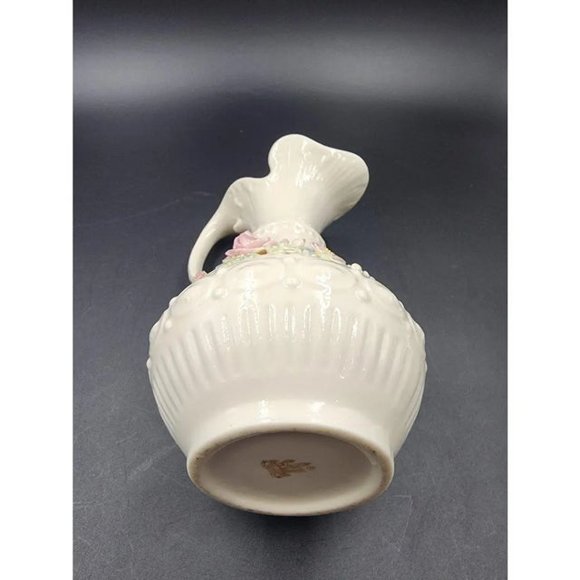Ivory Late 20th Century Large 9" Vintage Belleek Aberdeen Ewer W/ Applied Flowers For Sale - Image 8 of 18