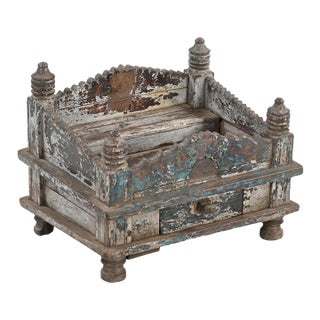 Vintage Indian Painted Teakwood Small Temple For Sale