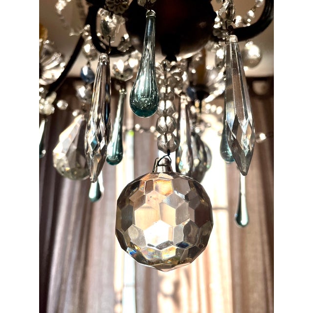 Large Louis XV Chandelier in Blue Murano Glass and White Crystal, 1950 For Sale - Image 11 of 17