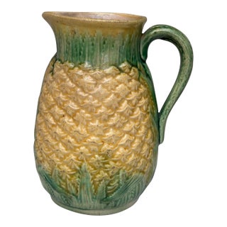 19th Century Majolica English Pineapple Pitcher For Sale