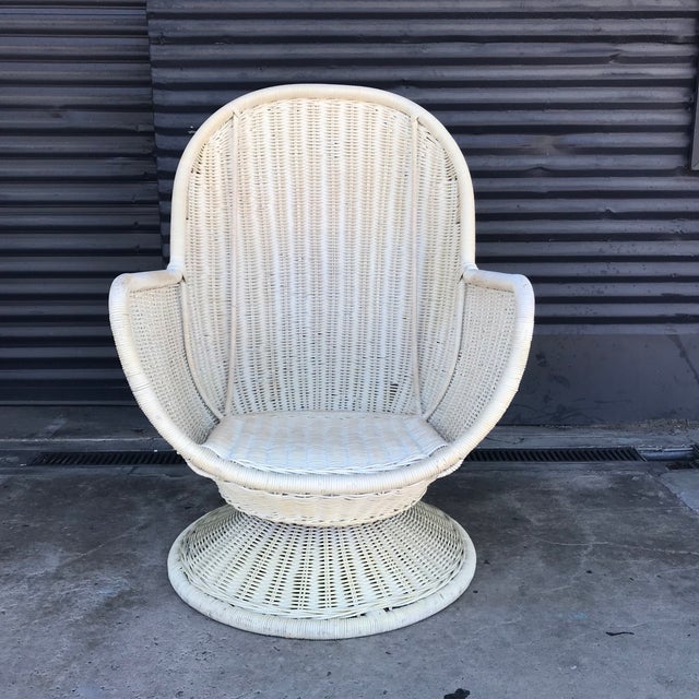 Vintage Wicker Swivel Egg Chair Chairish