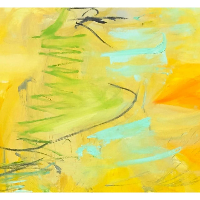 "Golden Grass" is an abstract expressionist oil painting on canvas by Trixie Pitts, a trusted seller artist on Chairish...