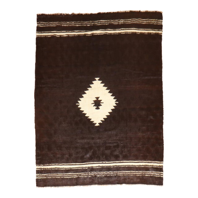 Turkish Black White Mohair Rug rug no.r5929 For Sale