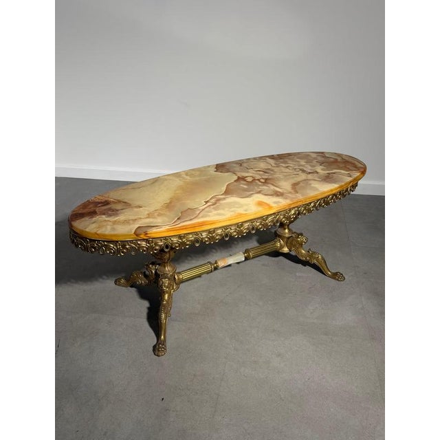 Vintage Onyx and Copper Coffee Table For Sale - Image 5 of 5