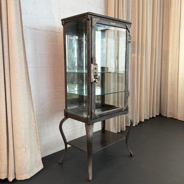 Antique Industrial Brushed Steel Apothecary Vitrine Cabinet For Sale In New York - Image 6 of 12