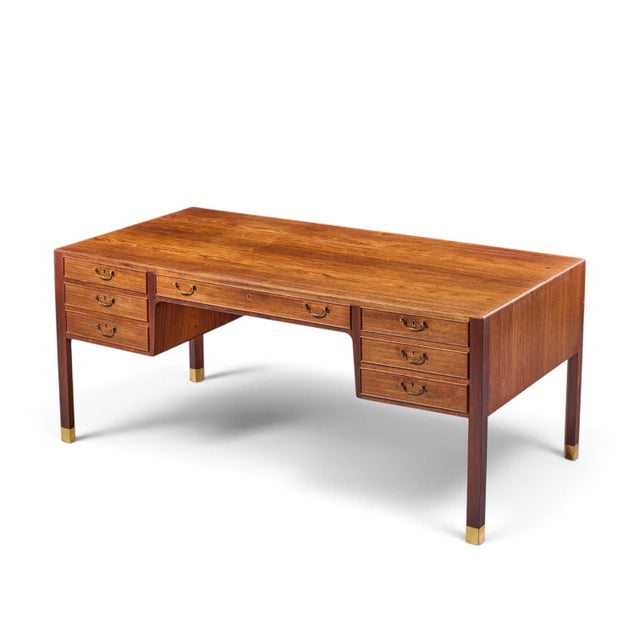 Ole Wanscher for Aj Iversen Mid Century Danish Rosewood and Brass Desk For Sale - Image 9 of 9