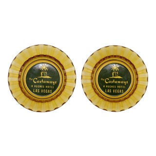 Castaways Hotel Glass Ashtrays - a Pair For Sale