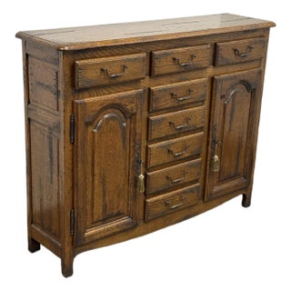 Traditional Distressed Oak Eight-Drawer Entree/Buffet For Sale